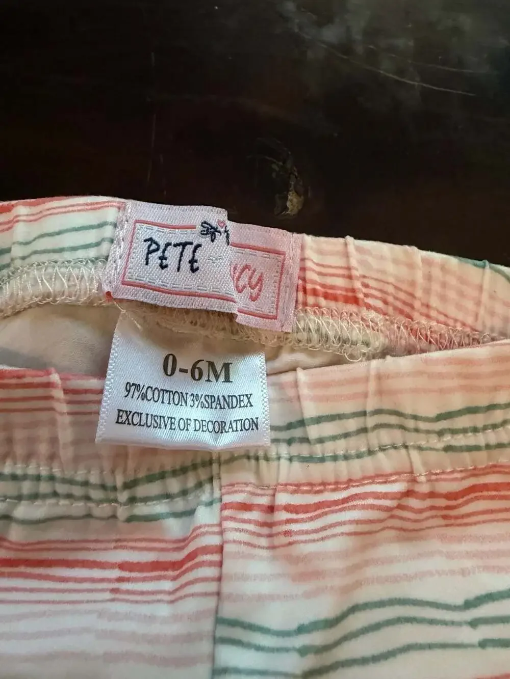 Pete + Lucy Peach Print Dress and Striped Ruffle Leggings